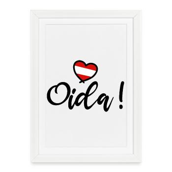 Oida ! Cœur d’Autriche J’adore le dialecte d’Autriche - Affiche encadrée (27 × 37 cm) - blanc - Devant
