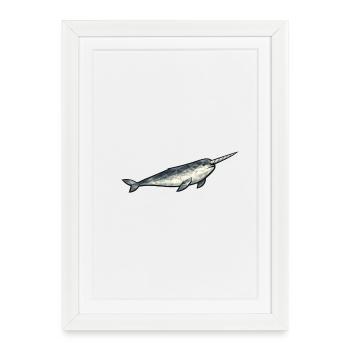 Polygone géométrique du narval - Affiche encadrée (27 × 37 cm) - blanc - Devant
