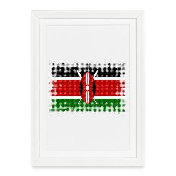 Pays du drapeau Kenya - Affiche encadrée (27 × 37 cm) - blanc - Devant