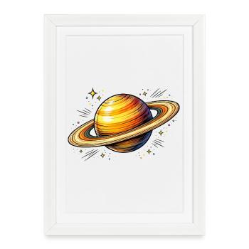 Planet Saturn - Framed poster (27 × 37 cm) - white - Front