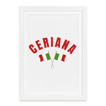 Ceriana with Crossed Italian Flags  - Framed poster (27 × 37 cm) - white - Front