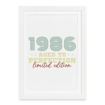 1986 Vintage Rétro Cadeau D'anniversaire - Affiche encadrée (27 × 37 cm) - blanc - Devant