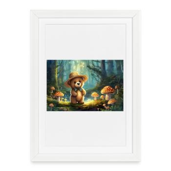 Un ours en peluche dans la forêt des contes de fées - Affiche encadrée (27 × 37 cm) - blanc - Devant