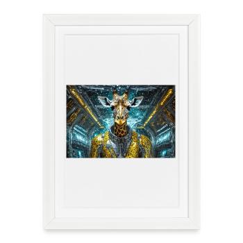 Héros girafe en combinaison spatiale - Affiche encadrée (27 × 37 cm) - blanc - Devant