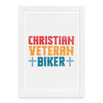 Vétéran chrétien Faith Rider Design - Affiche encadrée (27 × 37 cm) - blanc - Devant