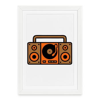 Boombox rétro Ghetto Blaster années 80 - Affiche encadrée (27 × 37 cm) - blanc - Devant