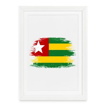 Togo_Flagge_used - Affiche encadrée (27 × 37 cm) - blanc - Devant
