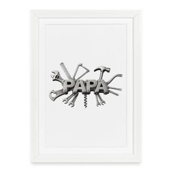 Papa Outils Fusion - Affiche encadrée (27 × 37 cm) - blanc - Devant