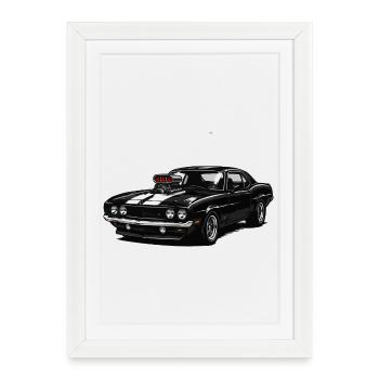 Black Musclecar Front Spoiler - Framed poster (27 × 37 cm) - white - Front