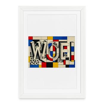 Mondrian Geometric Word Art - Framed poster (27 × 37 cm) - white - Front