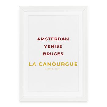 La Canourgue Lozère - Amsterdam - Venise - Bruges - Affiche encadrée (27 × 37 cm) - blanc - Devant
