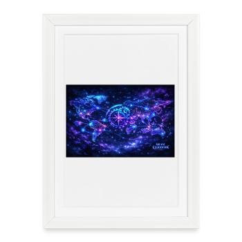 world_map_arcane_neon - Gerahmtes Poster (27 × 37 cm) - Weiß - Vorne