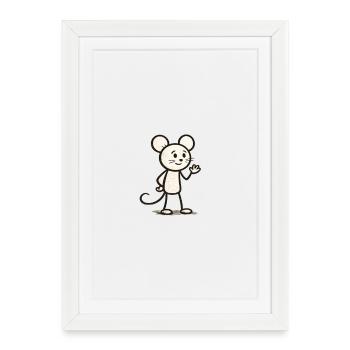 Illustration de personnage de souris agitée - Affiche encadrée (27 × 37 cm) - blanc - Devant