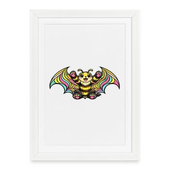 Chauve-souris arc-en-ciel avec des ailes - Affiche encadrée (27 × 37 cm) - blanc - Devant