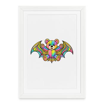 Rainbow Bear with Wings - Framed poster (27 × 37 cm) - white - Front