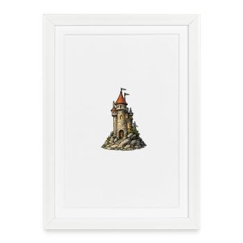 Castle tower on the rock - Framed poster (27 × 37 cm) - white - Front