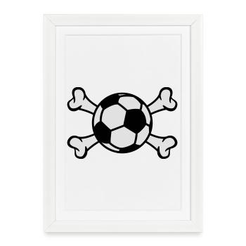 Ball and Bones | Fussball | Knochen - Affiche encadrée (27 × 37 cm) - blanc - Devant