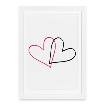 Heart heart gift idea partner look - Framed poster (27 × 37 cm) - white - Front