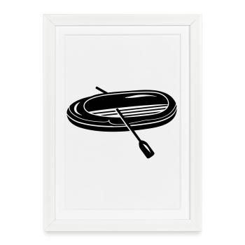 Bateau pneumatique avec deux pagaies - Affiche encadrée (27 × 37 cm) - blanc - Devant