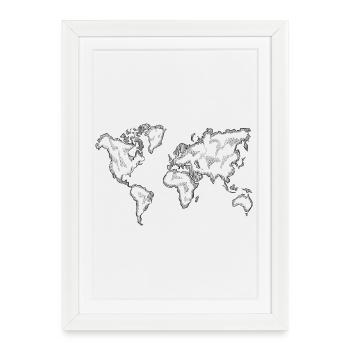 World Map – Hand Drawn Travel Sketch - Framed poster (27 × 37 cm) - white - Front