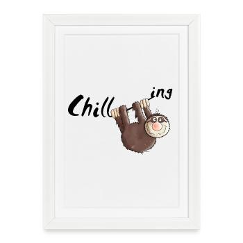 "Chill out" - la paresse - se prélasser - bande - Affiche encadrée (27 × 37 cm) - blanc - Devant