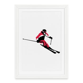 skiing - Framed poster (27 × 37 cm) - white - Front