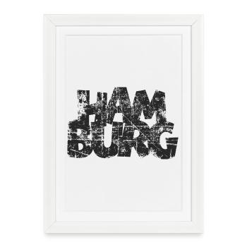 HAMBURG (Distressed Schwarz) - Gerahmtes Poster (27 × 37 cm) - Weiß - Vorne