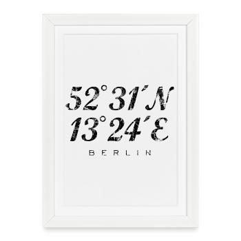 Berliner Koordinaten Berlin (Vintage/Schwarz) - Gerahmtes Poster (27 × 37 cm) - Weiß - Vorne