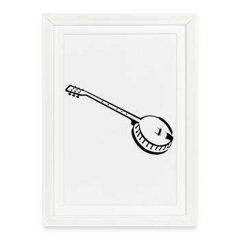 banjo - Affiche encadrée (27 × 37 cm) - blanc - Devant