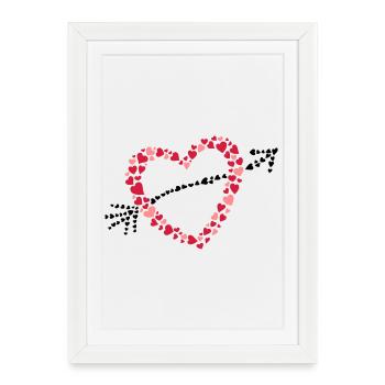 Grand coeur avec une flèche de nombreux cœurs. - Affiche encadrée (27 × 37 cm) - blanc - Devant
