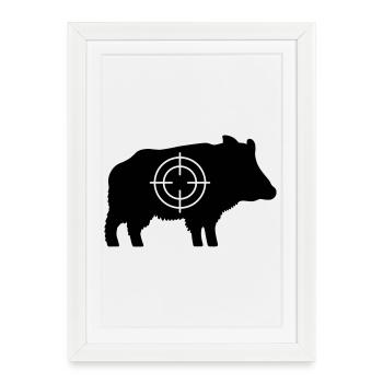 Wildschwein mit Fadenkreuz - Gerahmtes Poster (27 × 37 cm) - Weiß - Vorne