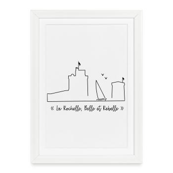 La Rochelle beige/jaune - by Nicolas Poitevin - Affiche encadrée (27 × 37 cm) - blanc - Devant
