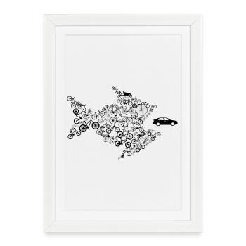 Bicycles Fish eats car - Bicycle - Framed poster (27 × 37 cm) - white - Front