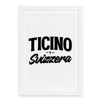 Design typographique vintage Tessin Svizzera - Affiche encadrée (27 × 37 cm) - blanc - Devant