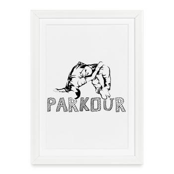 Parkour Symbol freerunning backflip somersault graphic - Framed poster (27 × 37 cm) - white - Front