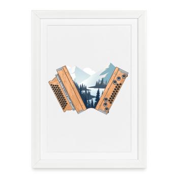Harmonica Styrian Home Hiver | ZiachON ! - Affiche encadrée (27 × 37 cm) - blanc - Devant
