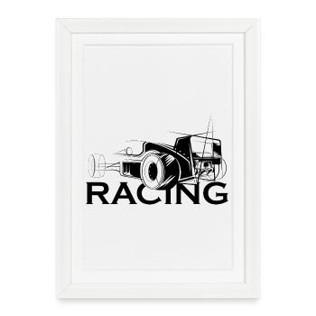Icône d’illustration de course Icône de logo Voiture de course - Affiche encadrée (27 × 37 cm) - blanc - Devant