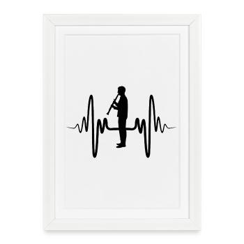 Clarinettiste - Affiche encadrée (27 × 37 cm) - blanc - Devant