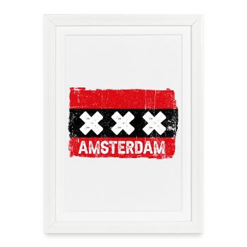 Amsterdam X Graffiti Grunge - Framed poster (27 × 37 cm) - white - Front