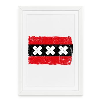 Red Stripe Flag with White Xs - Framed poster (27 × 37 cm) - white - Front