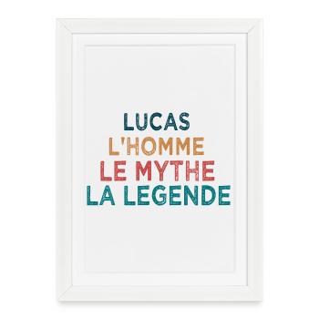 Lucas L'Homme Le Mythe La Legende - Affiche encadrée (27 × 37 cm) - blanc - Devant