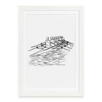 Dessin au trait de l’équipe d’aviron - Affiche encadrée (27 × 37 cm) - blanc - Devant