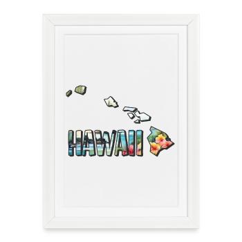 Carte à l’aquarelle d’Hawaï - Affiche encadrée (27 × 37 cm) - blanc - Devant