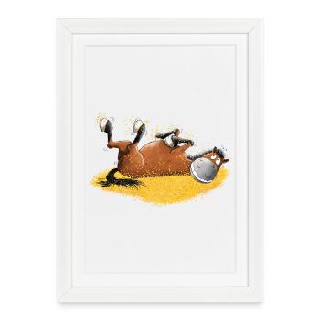 Drôle de cheval roulePour les chevaux frende - Affiche encadrée (27 × 37 cm) - blanc - Devant