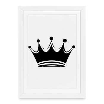 Couronne Reine/Roi personnalisable - Affiche encadrée (27 × 37 cm) - blanc - Devant