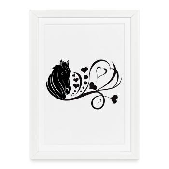Cheval avec coeur Amoureux des chevaux Propriétaire de chevaux - Affiche encadrée (27 × 37 cm) - blanc - Devant