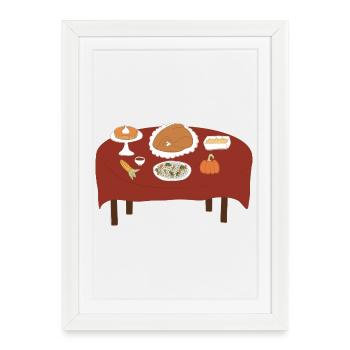 Illustration du festin de Thanksgiving - Affiche encadrée (27 × 37 cm) - blanc - Devant
