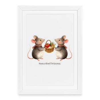 Cute Cute Mice – Have a Kind Christmas - Framed poster (27 × 37 cm) - white - Front