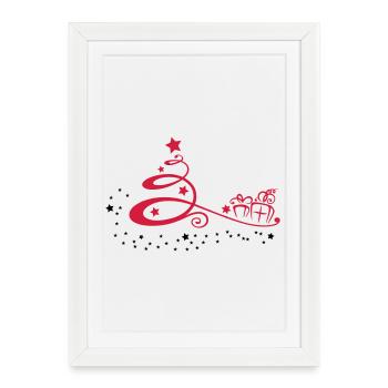 Christmas tree with stars and presents - Framed poster (27 × 37 cm) - white - Front