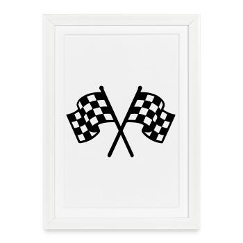Icône du drapeau de course - Affiche encadrée (27 × 37 cm) - blanc - Devant